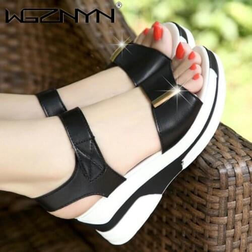 Platform Sandals Woman NEW Summer Heels 2021 Womens Ankle Strap Shoes Thick Bottom Wedges Female Footwear Black White Sandals