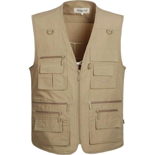 6 Colors Large Size Quick-Drying Work Vest Mens Fishing Camping Sleeveless Jacket Outdoor Male Waistcoats with Many Multi Pocket