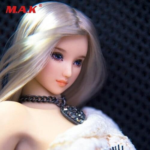 1/6 Female Head Sculpt Carving Model Toys OB Planted Long Hair for 12 inchea Pale Action Figure Bodies Dolls