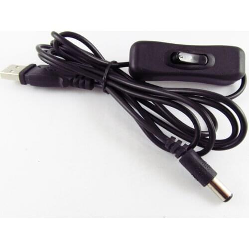1pc 1.5M USB Male Plug to 2.1mm 2.1x5.5mm DC Power Plug cable cord with Switch