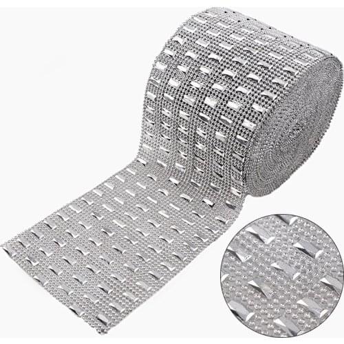 1 Yard 6 Rows 12*5mm Rhinestone Mesh Trim ( Without Rhinestone ) Silver Plastic Sew On For DIY Craft Jewelry Decoration