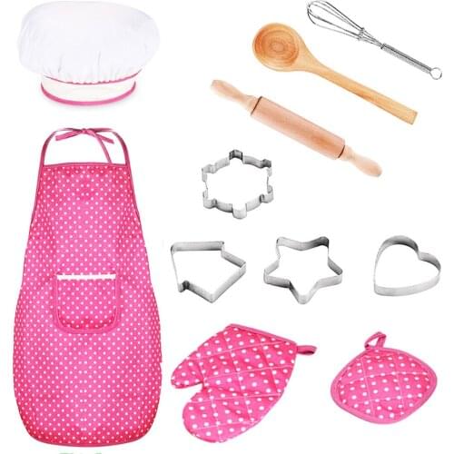 11pcs Kids Cooking Toy Simulation Pink Baking Set Toddler Chef Role Play Pretend Toys Best Birthday Gifts For Kids