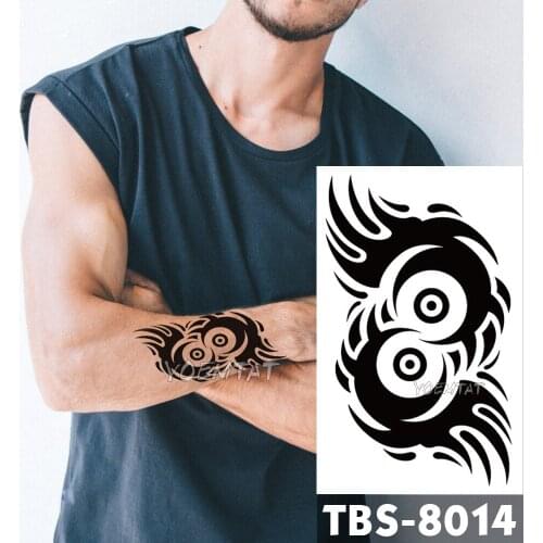 12x19cm Waterproof Temporary Tattoos Round vortex Flash Tattoo Sticker Eyes Fire Tribal Totem Tatoo DIY Arm Fake Tattoo Men