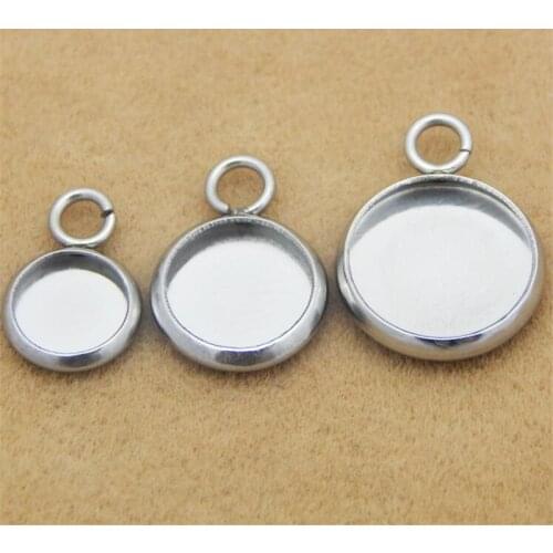 20pcs Gold Color Stainless Steel Pendant Settings Cabochon Base Bezel Trays Blank Fit 8/10/12/14/16/18/20mm Cabochons Cameo DIY