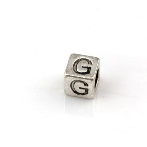 200Pcs Metal Letter "G" Loose Spacer Beads For Jewelry Making, Big Hole 4.5mm Findings Bracelet Necklace DIY Accessories D-89