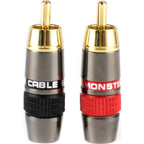 4Pcs Audiophile All Copper Gold Plated Rca Plug Hifi Audio Connector AV Cable Professional Connector Accessories