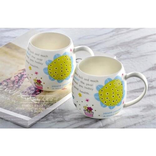 430ML, Bone china tea cup, thermos cup mug, cute creative yellow sunflower designed, zakka ceramic