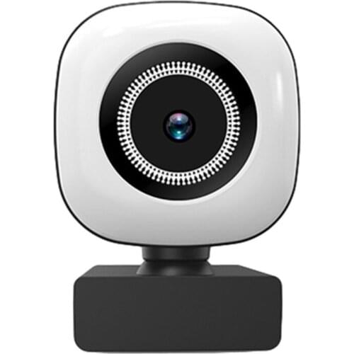 Auto Focus Fill Light Webcam with Mic&Cover 1080P USB Webcam Live Streaming Laptop PC Computer Video Record Web Camera