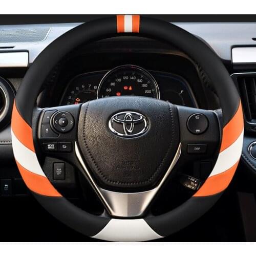 38CM PU Leather Steering Wheel Cover for Toyota Corolla Fortuner Sequoia Auris Avensis YARIS Vios Celica 86 Auto Accessories