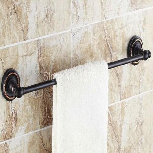 Black Oil Rubbed Brass Wall Mounted Bathroom Towel Single Bar Rail Rack Holder Bathroom Fitting aba212