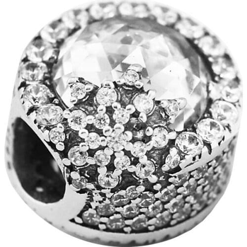 CKK Dazzling Snowflake Charms 925 Sterling Silver Beads Original Jewelry Making Fits For Bracelets & Bangle