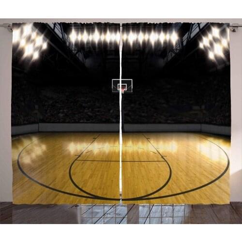 Teen Room Decor Curtains Empty Basketball Arena Competition Game Win Champion Success Theme Living Room Bedroom Window Drapes