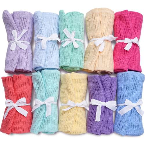 Baby Blankets & Swaddle Newborn Soft Knitted Blanket Solid Baby Bed Quilt 100% Cotton Muslin Baby Bath Scarf Wrap Baby Stuff