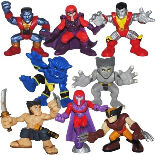 SUPERHERO SQUAD X-Men Wolverine Colossus Magneto Gray Hulk Q Version Action Figure Model Ornament Children Toys