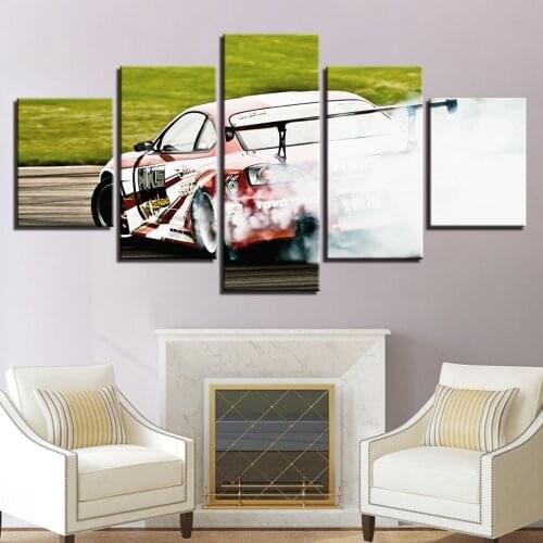 Canvas Wall Modern Painting Home Decoration Posters 5 Panel Racing Car For Living Room Art HD Pictures Printed Cuadros Frame
