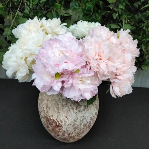 JAROWN European Style Artificial Bouquet 5 Heads Peony Home Decor Fake Flowers Wedding Venue Layout Props Plantas Artificiales