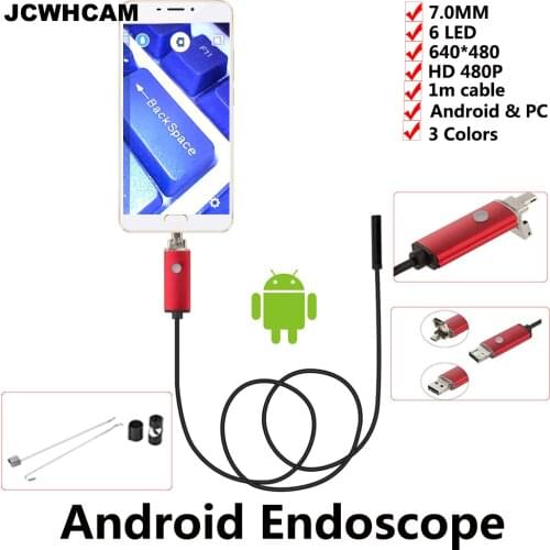 JCWHCAM 1m Micro USB Android Endoscope Camera 7mm len Snake Pipe inspection Camera Waterproof OTG Android USB Endoscopy