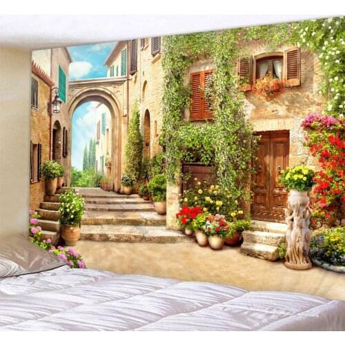 Beautiful Ancient Architecture Print Wall Hippie Tapestry Polyester Fabric Home Decor Wall Rug Carpets Hanging Big Couch Blanket
