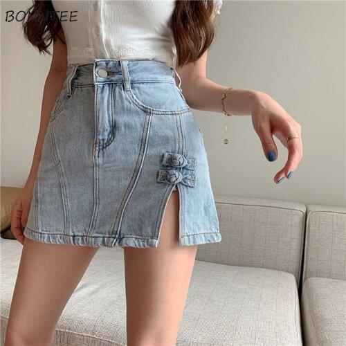 Mini Skirts Women Elegant Solid Fashionable Stylish Slim All-match Temperament Summer Korean Version Daily Casual Ladies Denim