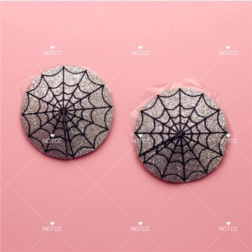 NOTCC Cobweb Shiny Glitter Round Breast Petals Egirl Personality Nipple Pasties Women Sexy Repeatable Chest Sticker