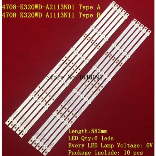 New 10 PCS/lot 6LED LED backlight strip for For Sharp 2T-C32ACSA K320WDX A1 A2 4708-K320WD-A2113N01 4708-K320WD-A1113N11