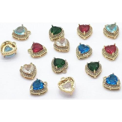 New arrival! 14x12mm 50pcs Cubic Zirconia/Crystal Heart shape charm for Earrings Making Earrings parts hand Made Jewelry DIY