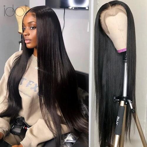 13x4Lace Front Human Hair Wigs Bone Glueless Straight Natural Color hair for Women Transparent Lace Frontal Wig Hair Closure Wig