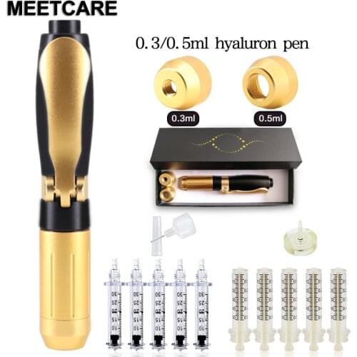 2in 1 Meso Injection Gun Hyaluron Pen 0.3ml&0.5ml Gold Hyaluronic Acid Pen Lip Filler Anti Wrinkle Injector Nebulizer Skin Care