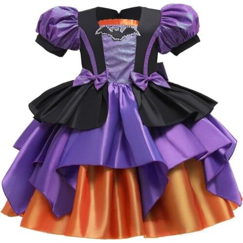 Girls Dresses 2020 Autumn New Childrens Dresses Halloween Party Ball Gown Cute Bowknot Mesh Princess Dresses Kids Party Dresses