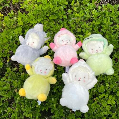 15cm Cute cartoon can transform the plush keychain pendant Wolf Frog Rare Rabbit Backpack Decoration Festival Gift Girl