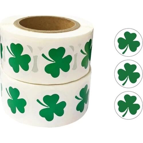 St. Patricks Day Clover Stickers Shamrock Seal Labels Stickers Adhesive Label for Gift Decor and Stationery Sticker 100-500pcs