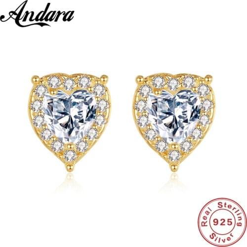 High Jewelry 925 Sterling Silver Stud Earrings Love AAA Grade Zircon Crystal 18K Gold Jewelry Gift