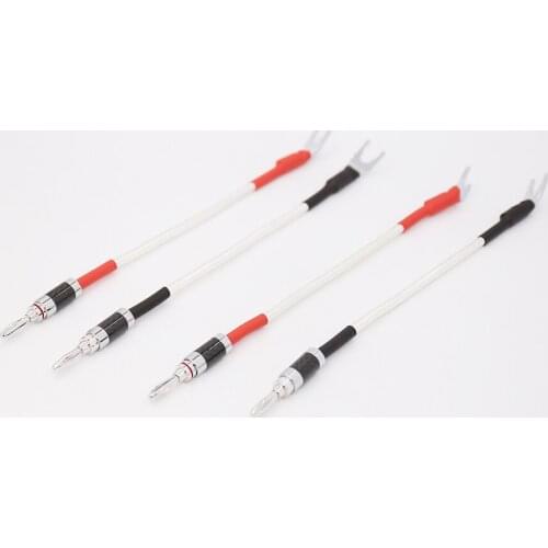 4 pcs Hifi audio Odin Silver Plated Jumper Cable banana to spade plug Bridge Audio cable wire speaker cable speaker wire cable
