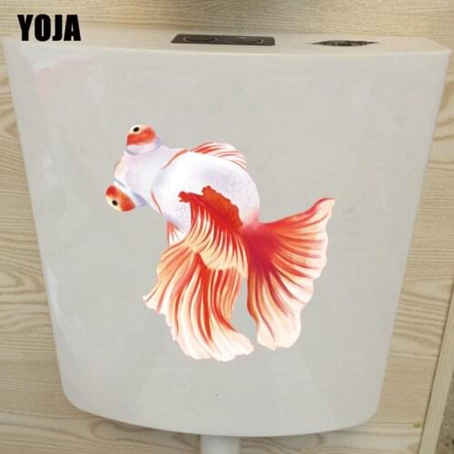 YOJA 23.4*23.9CM Ornamental Goldfish Living Room Home Decor Wall Sticker Cartoon Toilet Decal T3-0846