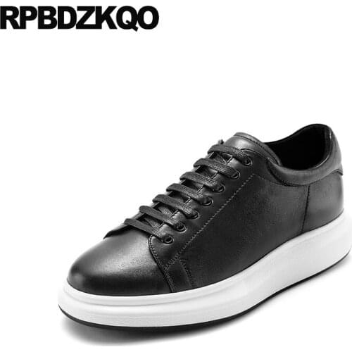 Genuine Leather Lace Up Plus Size High Quality Trainers Luxury Men Casual Footwear Real Shoes Skate Sneakers Black Spring 11