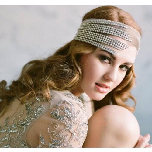 MOGAKU Bohemia Rhinestone Headbands Newest Women Crystal Wedding Hair Jewelry Fashion Party Headscarf Bandana Hair Accessories