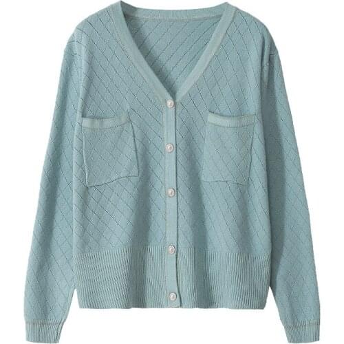 2020 Black Casual Women Kint Patchwork Sweaters Spring Autumn Elegant Cardigans Long Sleeve Pocket Ladies Korean Jumpers Tops