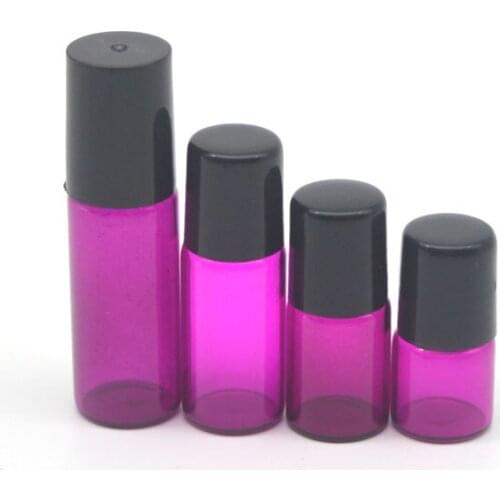 1pcs Empty Perfume Sample 1ml 2ml 3ml 5ml 10ml Roll Glass Bottle Essential Oil Rose-red Roll-On Bottle
