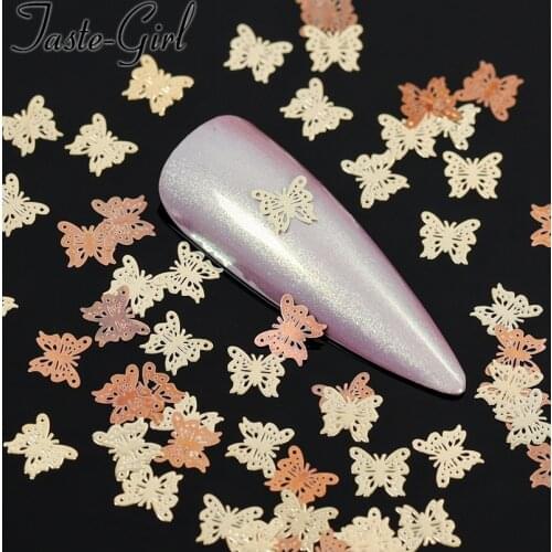 800PCS black gold metal 3d butterfly nail art decorations slice sequins decals Nail accessories Manicure supplies tools