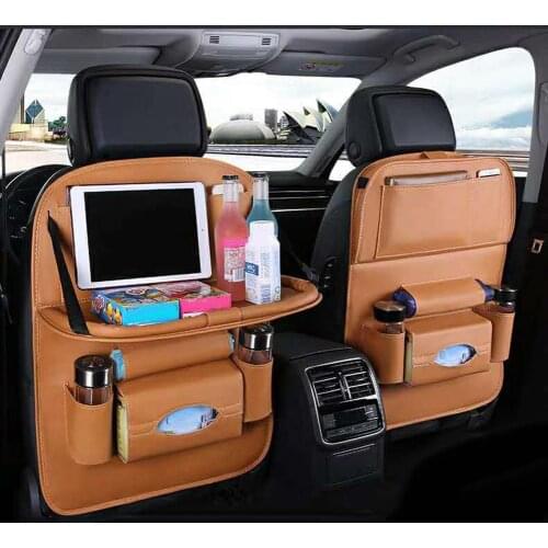 Car Multi-pocket Seat Hanging Organizer Bag Faux Leather Folding Holder Shelf