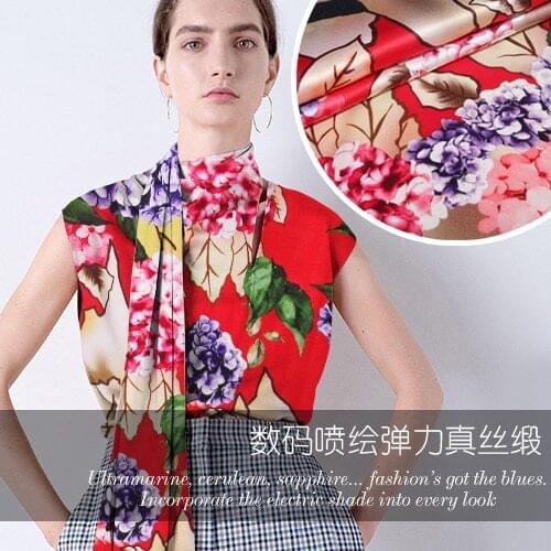 105cm wide digital inkjet silk fabric meter 20mm silk stretch satin fabric satin soft shirt dress fabric wholesale silk cloth