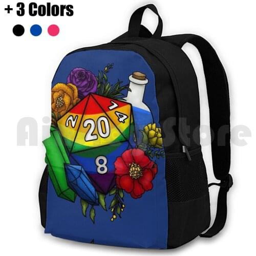 Pride Rainbow D20 Tabletop Rpg Gaming Dice Outdoor Hiking Backpack Riding Climbing Sports Bag D20 D D Dnd And Tabletop Gaming