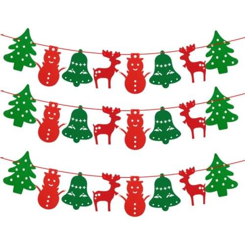 Hot sale cheap Christmas decorations felt cloth Christmas tree snowman bells elk ornaments Christmas flags