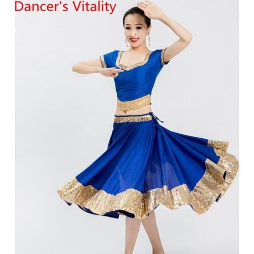 Indian Dance Practice Training Clothes Women Big Swing Skirt Women Belly Oriental Dancing Performance Competition Costume