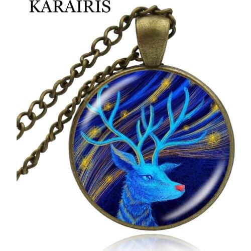 KARAIRIS Charms Watercolor Art Elk Deer Picture Glass Cabochon Dome For Custom Bracelets Necklace DIY Handmade Crafts