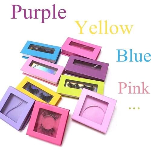 Eyelash Candy Color Lashes Boxes Blue Pink Purple Empty Eyelash Package Boxes Case 8-25mm Lashes Rectangle Box