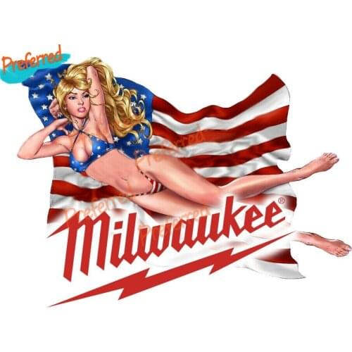 Creative for MILWAUKEE TOOLS STICKER DECAL USA Beauty GIRL MECHANIC GLOSSY LABEL TOOL BOX USA