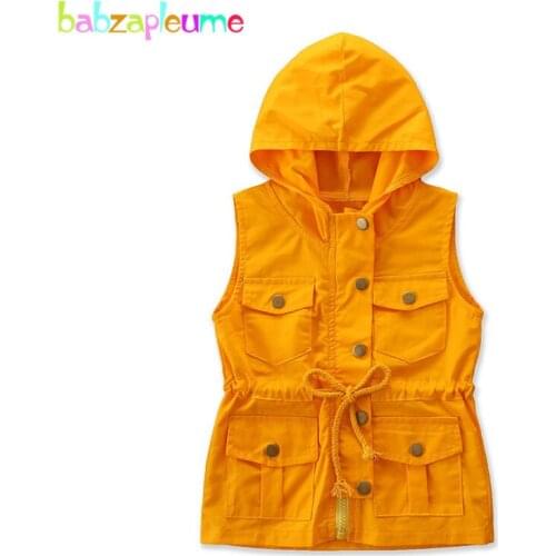 1-5Years Spring Toddler Fall Clothes Kids Coats For Baby Girls Casual Fashion Sleeveless Yellow Jackets Children Clothing 1954