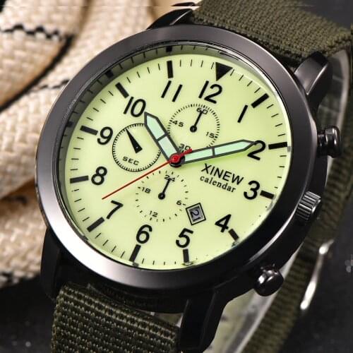 Watch Men XINEW Brand Original Casual Nylon Luminous Date Calendar Quartz Watches erkek kol saati relogio masculino Marca 2018