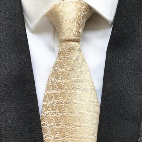 10 cm New Design Mens Big Ties Jacquard Woven Neck Tie Luxury Yellow Cravat Neckties